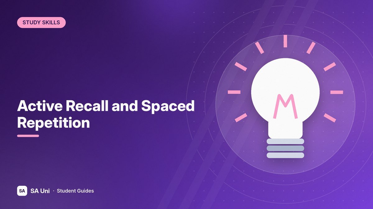 Illustration of a glowing light bulb representing memory and recall for the SA Uni guide: Active Recall and Spaced Repetition