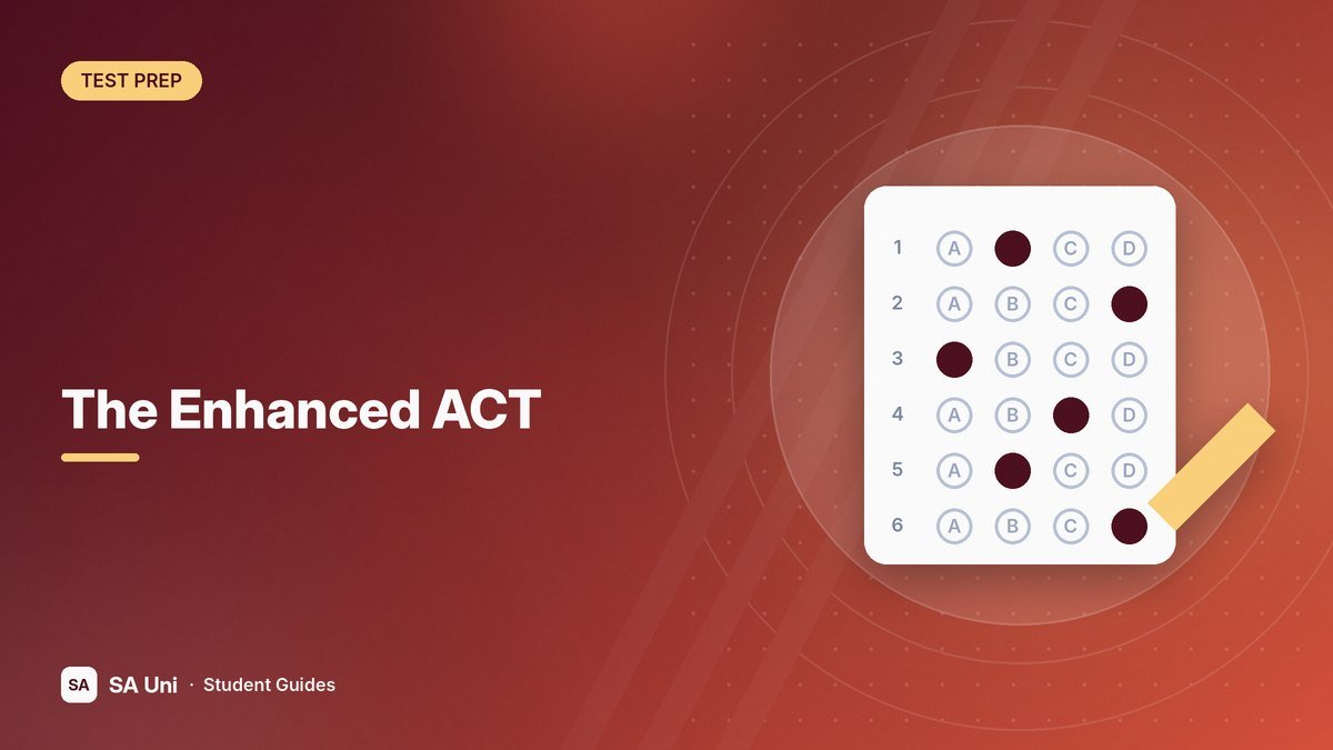 Illustration of an ACT answer sheet with filled-in bubbles for the SA Uni guide: The Enhanced ACT