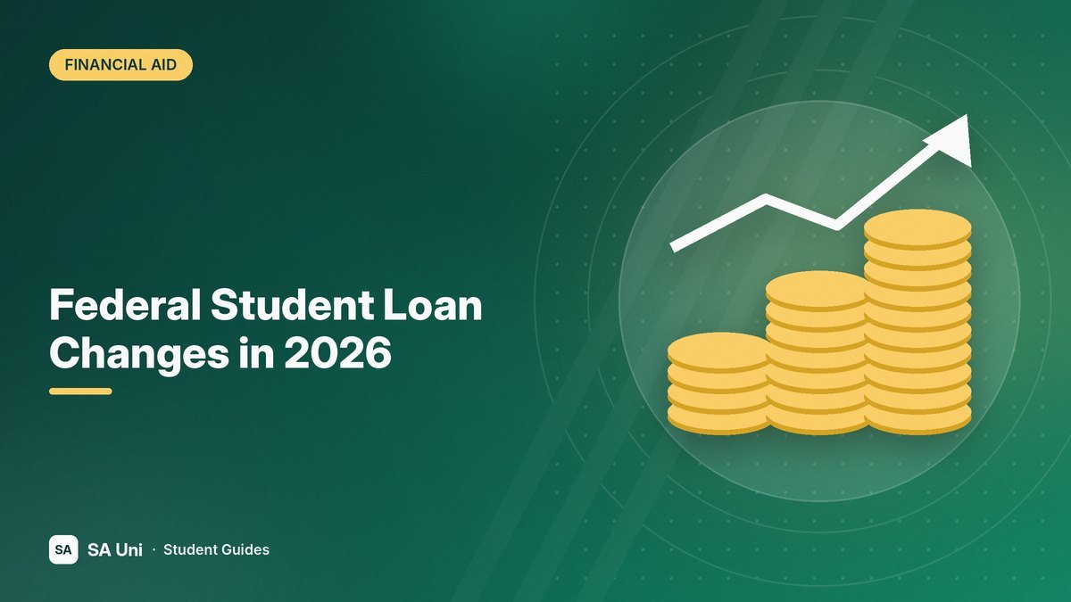 Illustration of stacks of coins with a rising trend line for the SA Uni guide: Federal Student Loan Changes in 2026